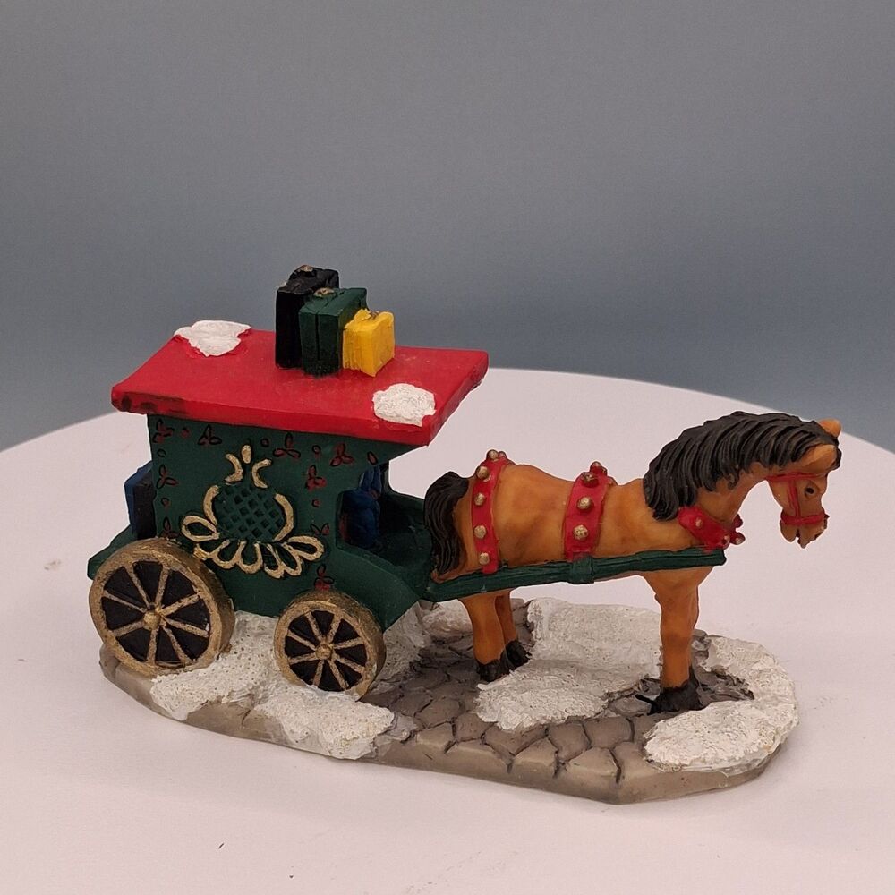 Vintage Horse Drawn Stage Coach  Christmas Village Decor 1990's Holiday Decor